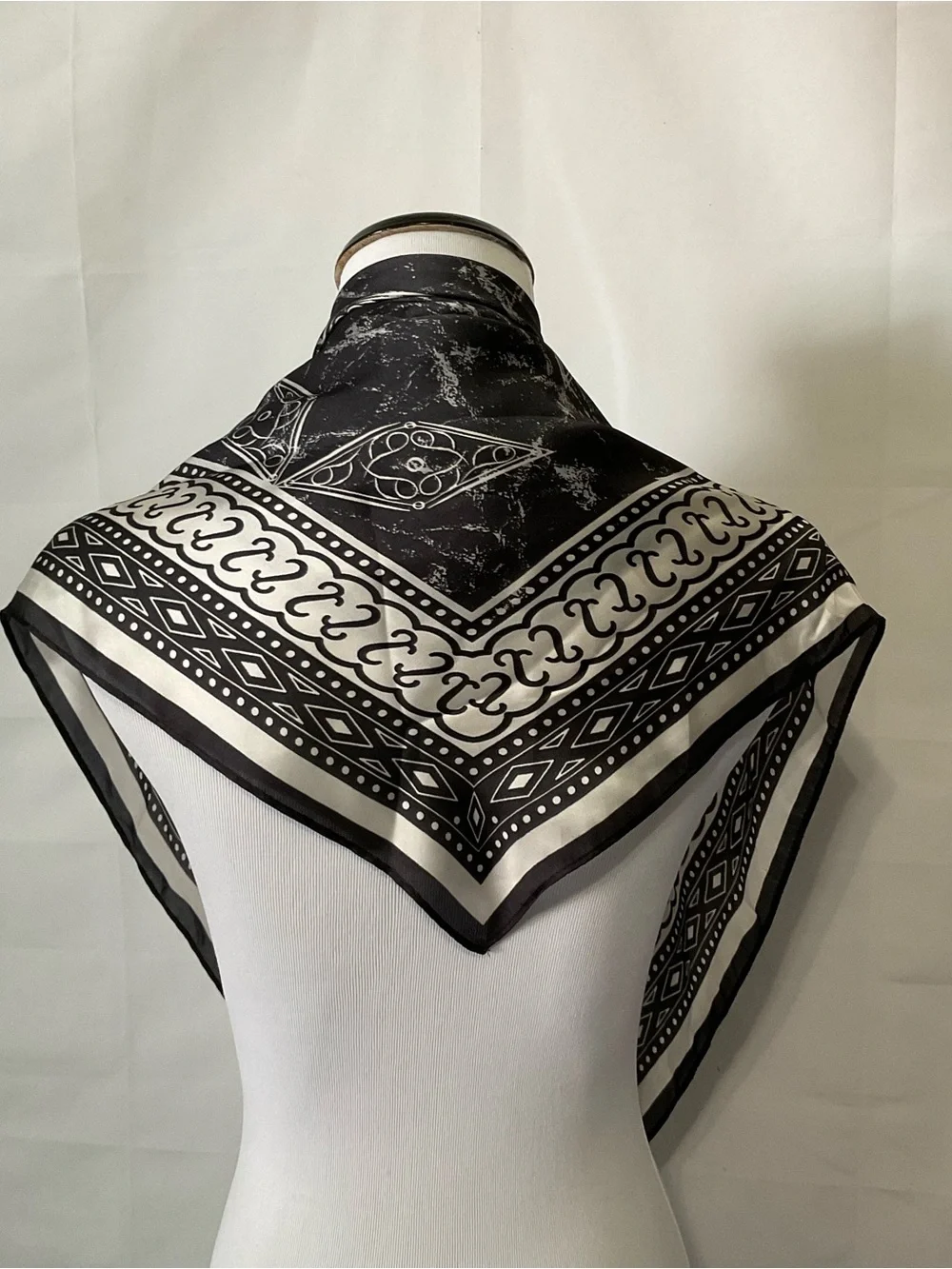 Elizabeth and James Black and White Geometric Bandana Scarf